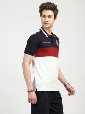 Color Block Cotton Polo T-shirt