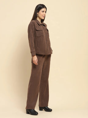 Brown Poly Blend Co-Ord Set