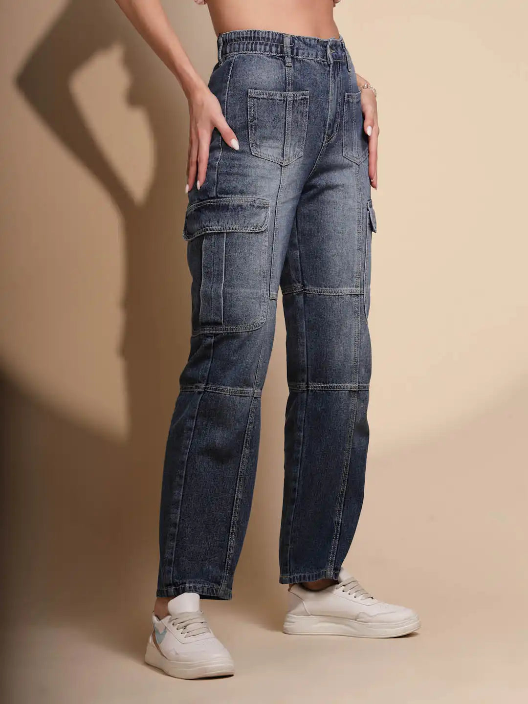 Regular Fit Cotton Blend Straight Fit Jeans