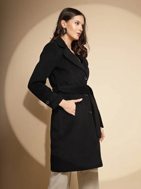 Women's Solid Collared Neck Black Blazer