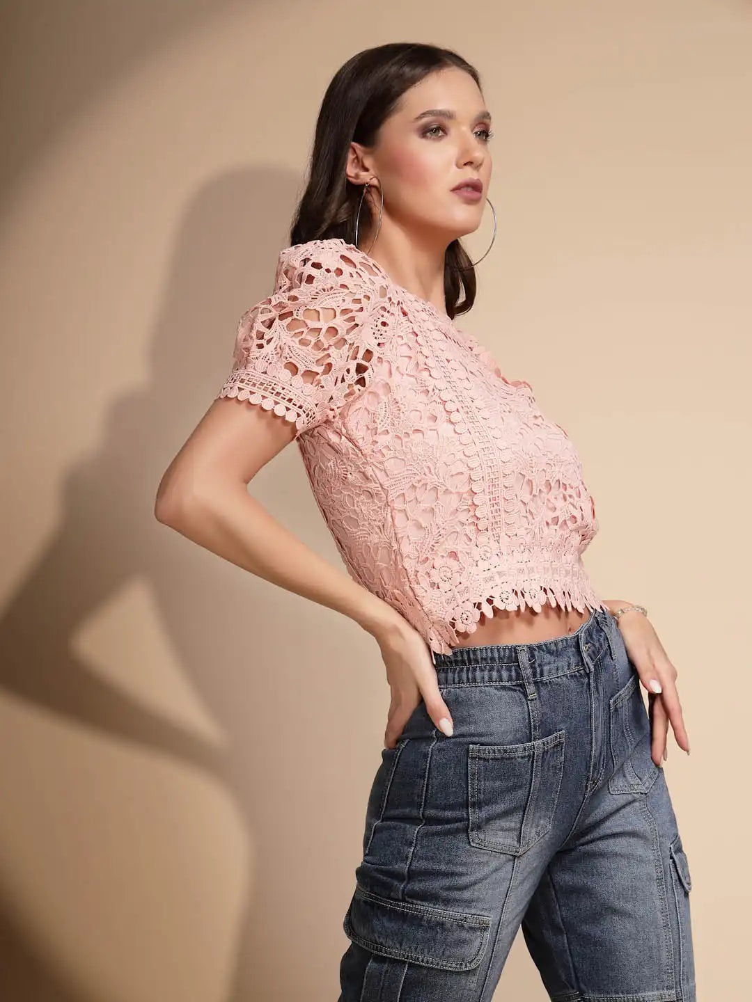 Blue Lace Square Neck Top