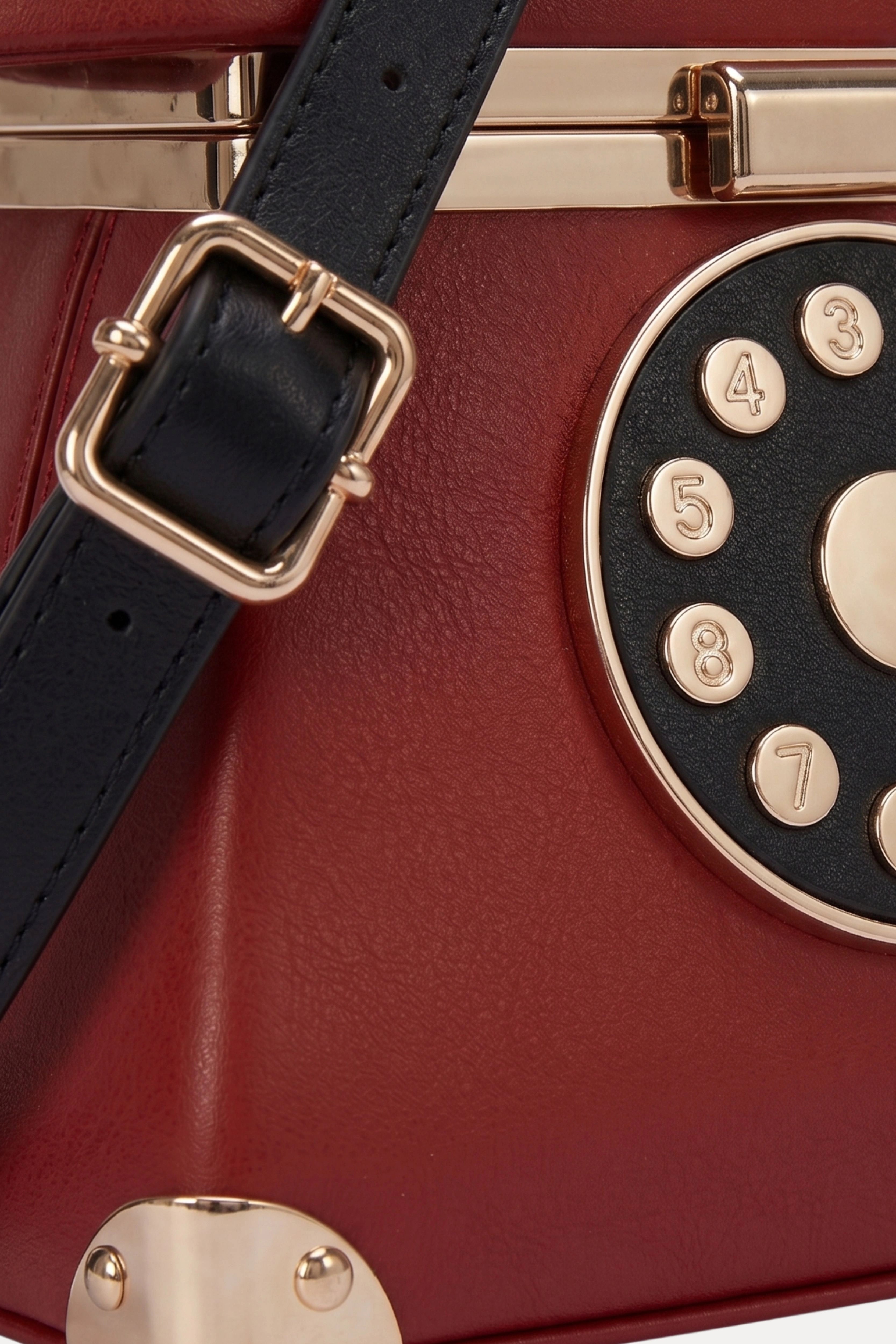 Red Retro Telephone PU Handbag
