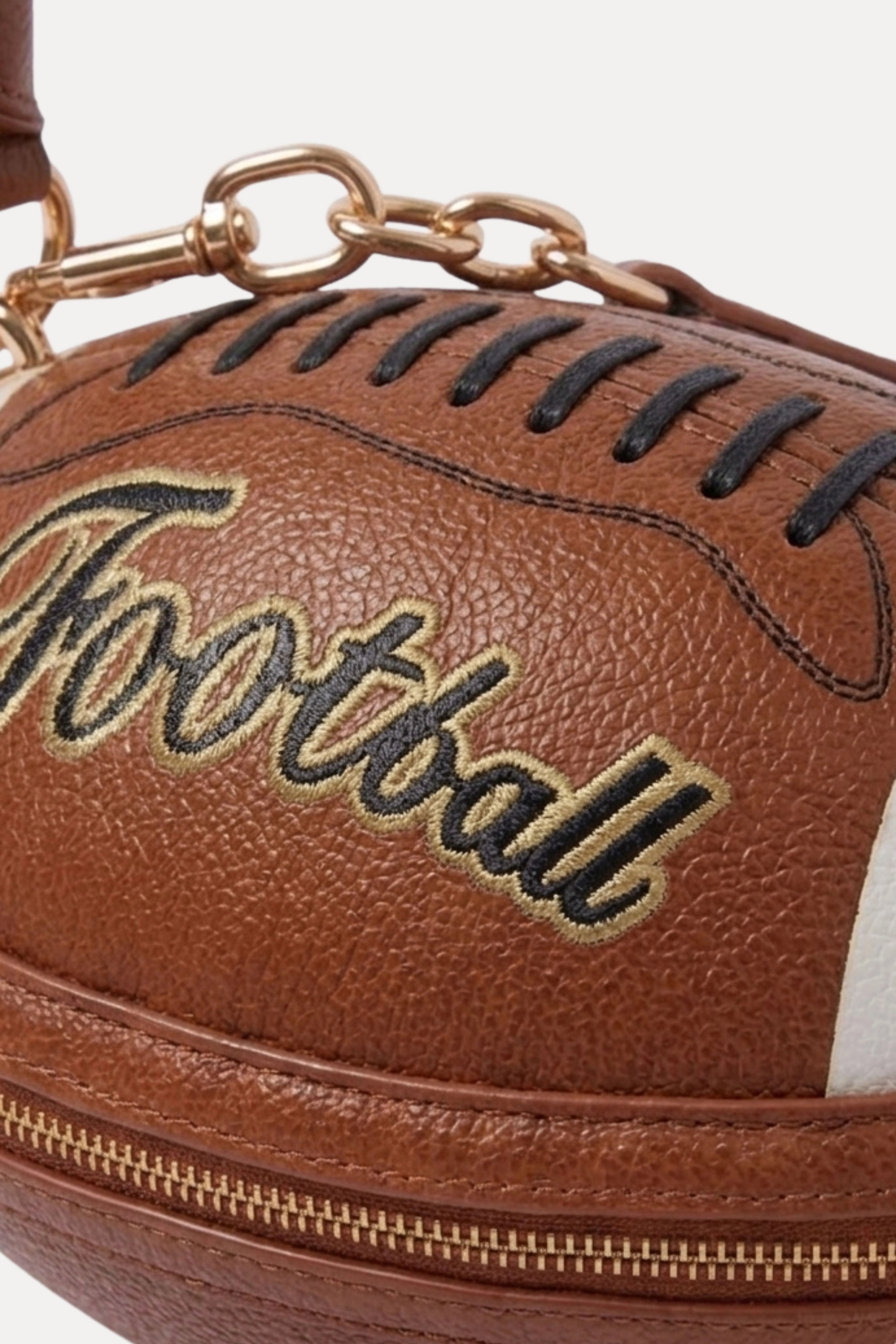 Football Shaped Handbag With Zip & Handle
