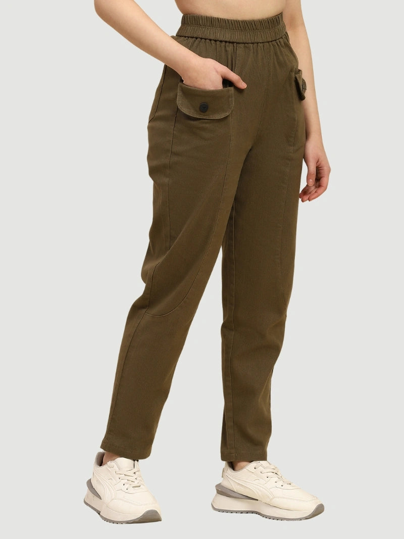Brown Cotton Regular Fit Trouser  -  Global Republic