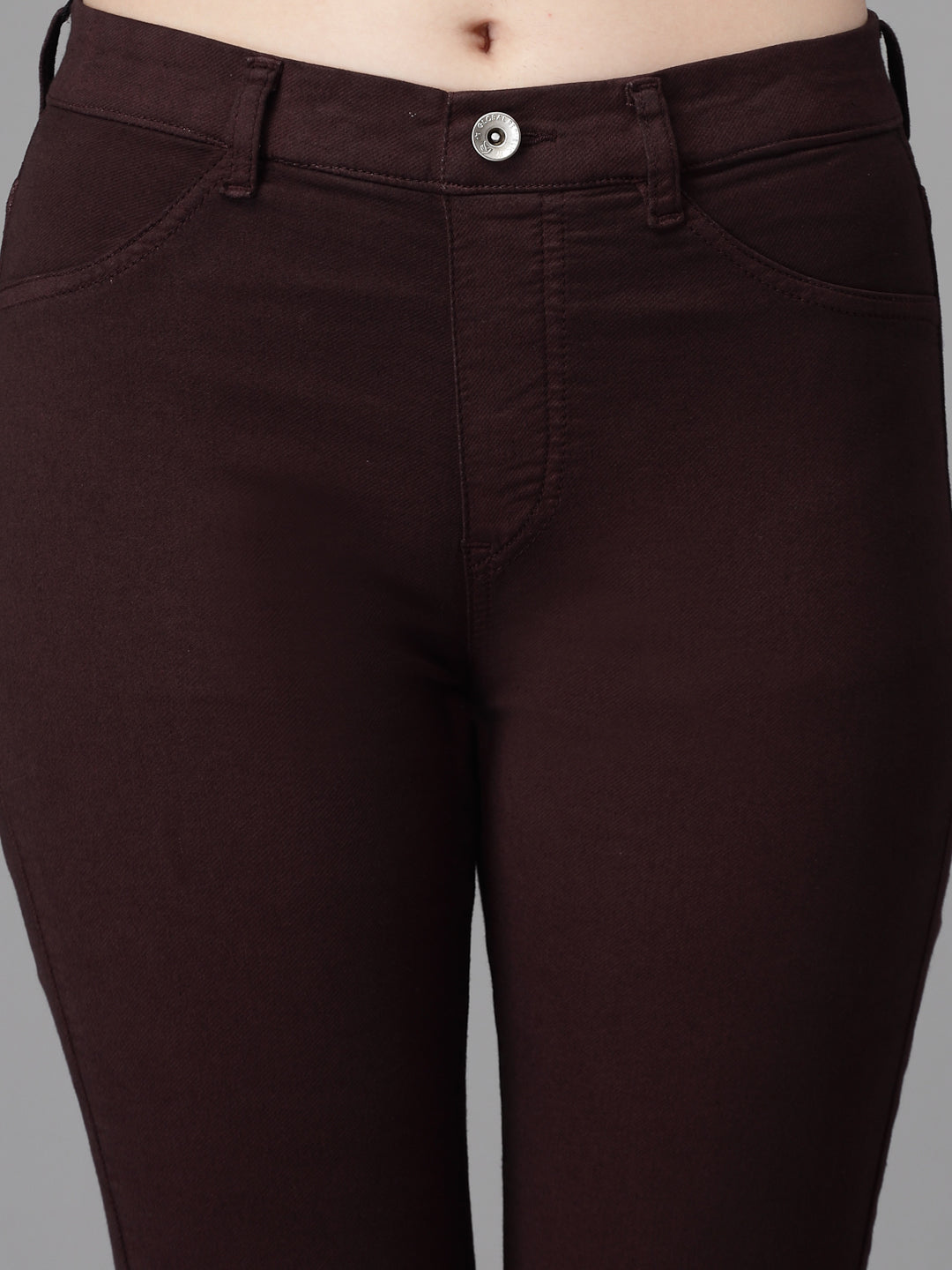 Women Dark Brown Denim Stretchable Jegging