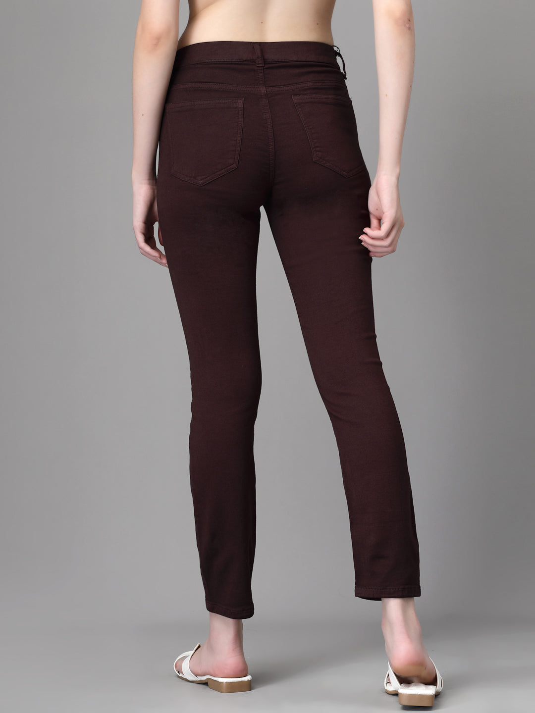 Women Dark Brown Denim Stretchable Jegging