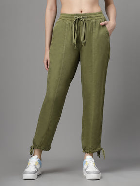 Women Olive Tencil Solid Lower