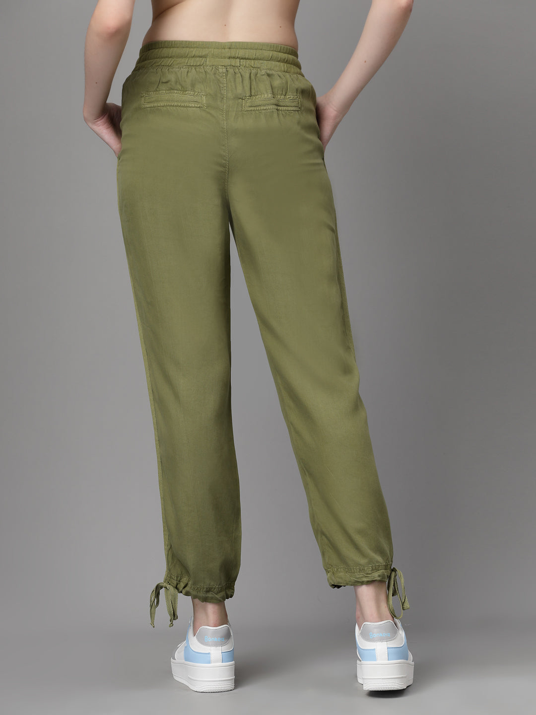 Women Olive Tencil Solid Lower