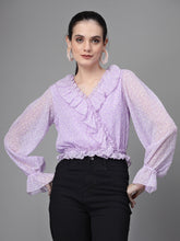 Purple Dobby Printed Crop Top