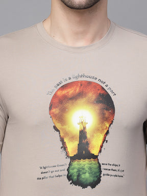 Mens Stark Blush Round Neck Printed T-Shirt