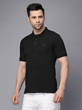 Mens Black Collar Neck Solid T Shirt