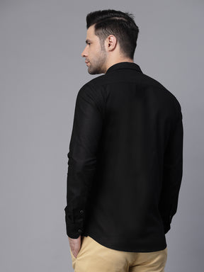 Mens Black Collar Neck Solid Shirt