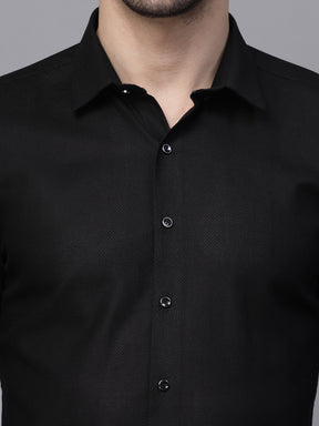 Mens Black Collar Neck Solid Shirt