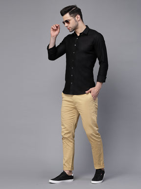 Mens Black Collar Neck Solid Shirt