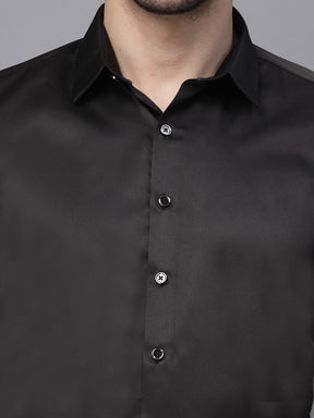 Mens Black Collar Neck Solid Shirt
