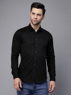 Mens Black Collar Neck Solid Shirt