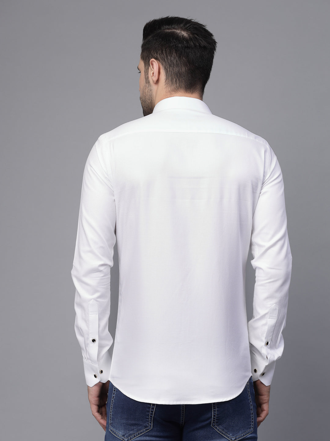 Mens White Collar Neck Solid Shirt
