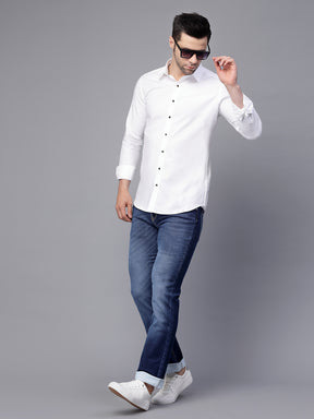 Mens Blue Cotton Solid Cuffing Jeans