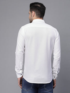 Mens White Collar Neck Solid Shirt