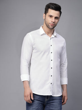 Mens White Collar Neck Solid Shirt
