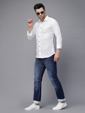Mens White Collar Neck Solid Shirt