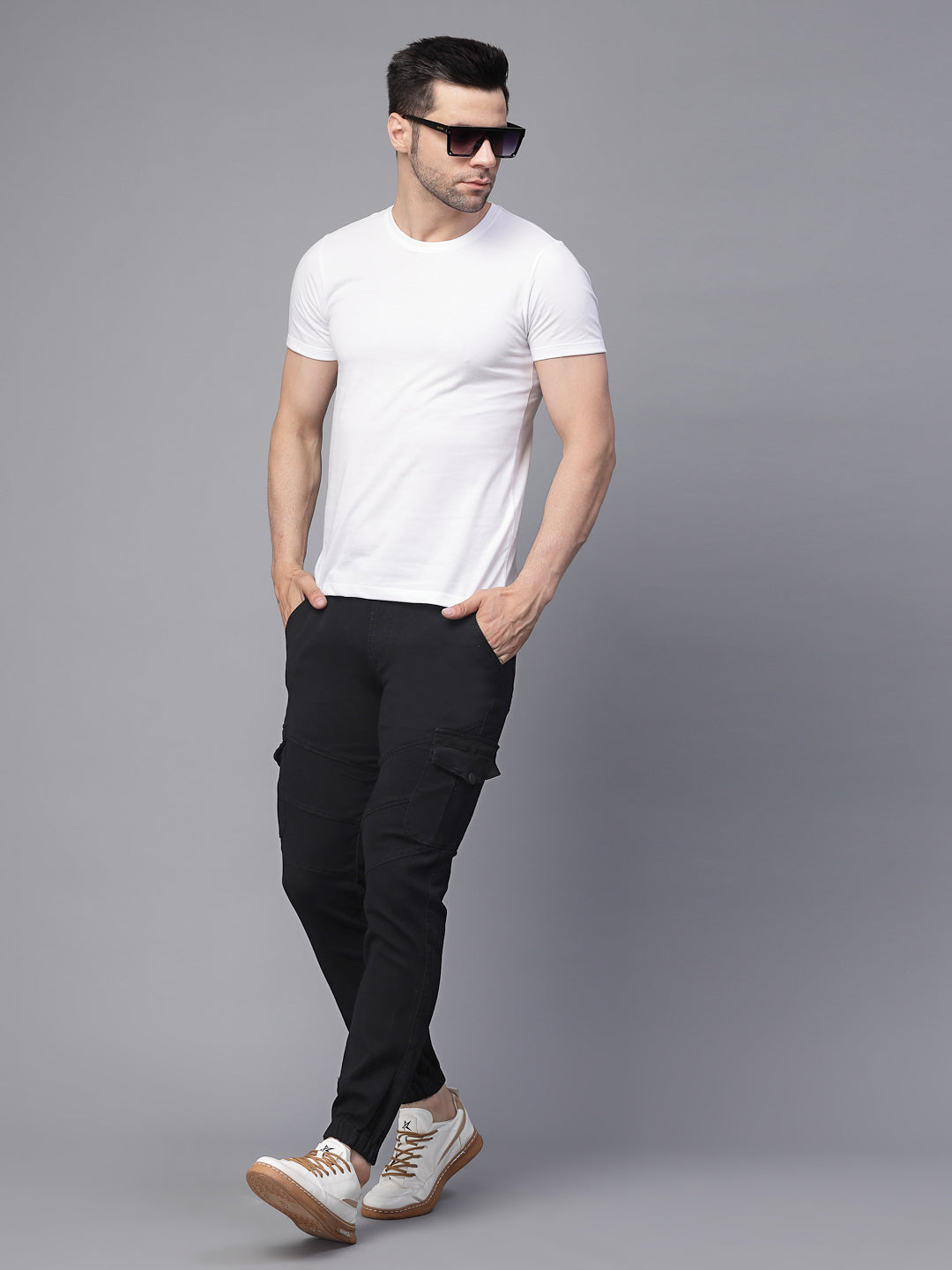 Mens Black Polyester Solid Jogger