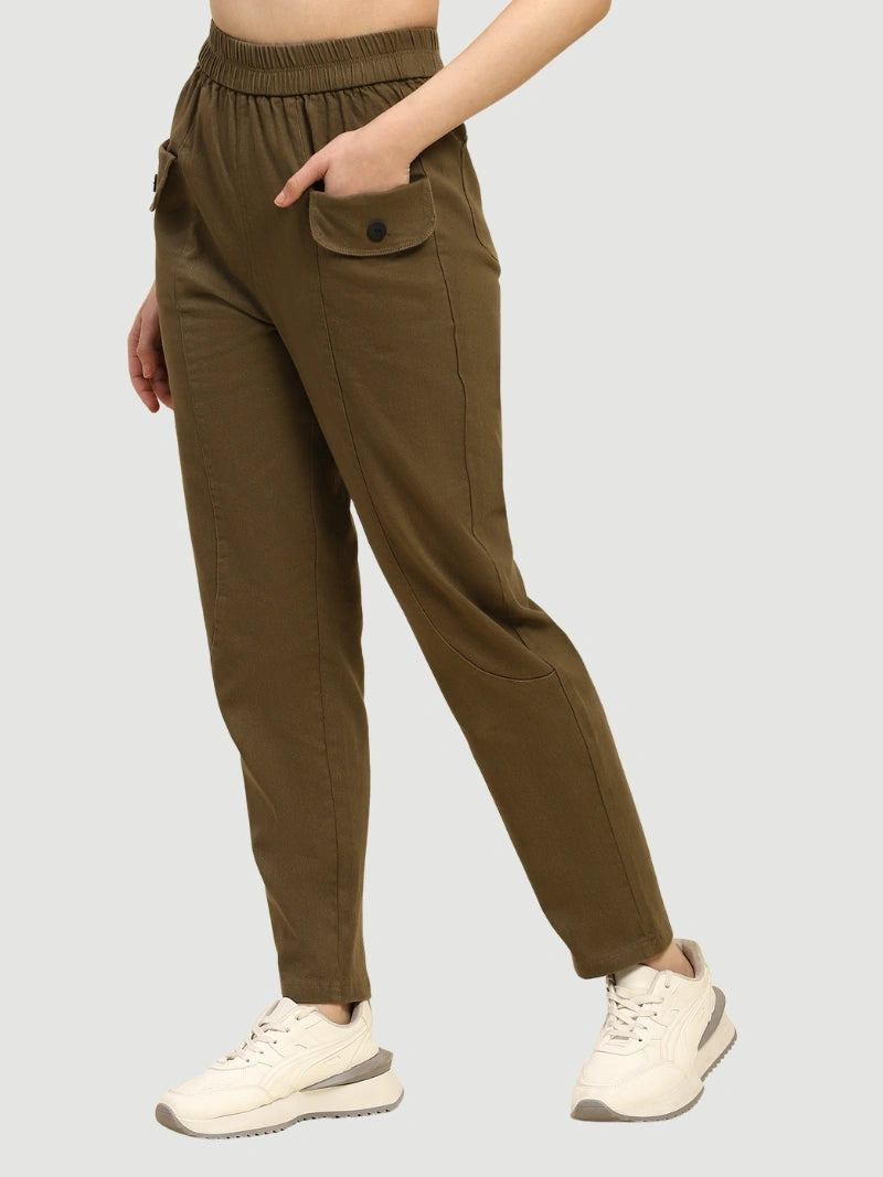 Brown Cotton Regular Fit Trouser  -  Global Republic