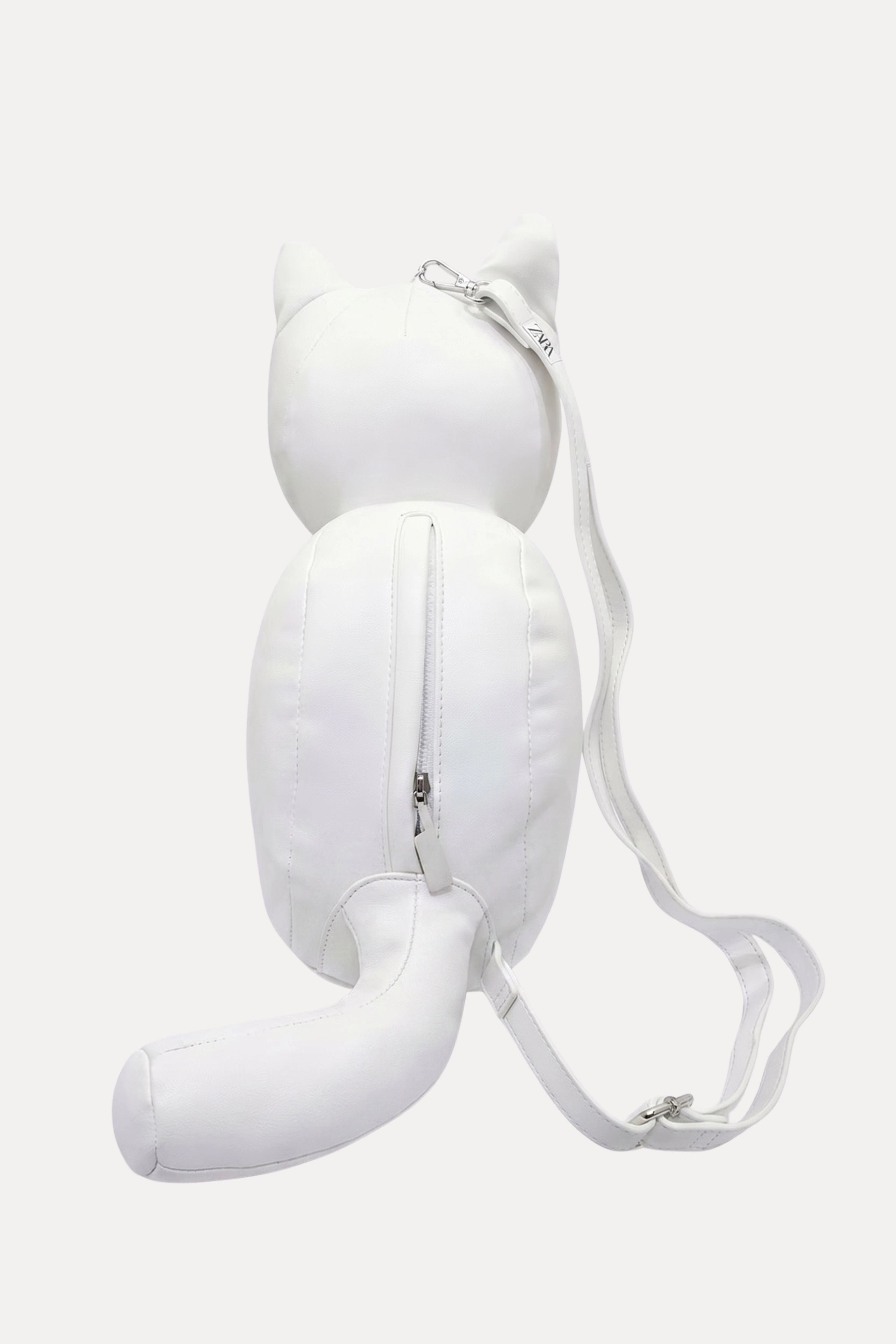 White Sculpted Cat Crossbody Bag