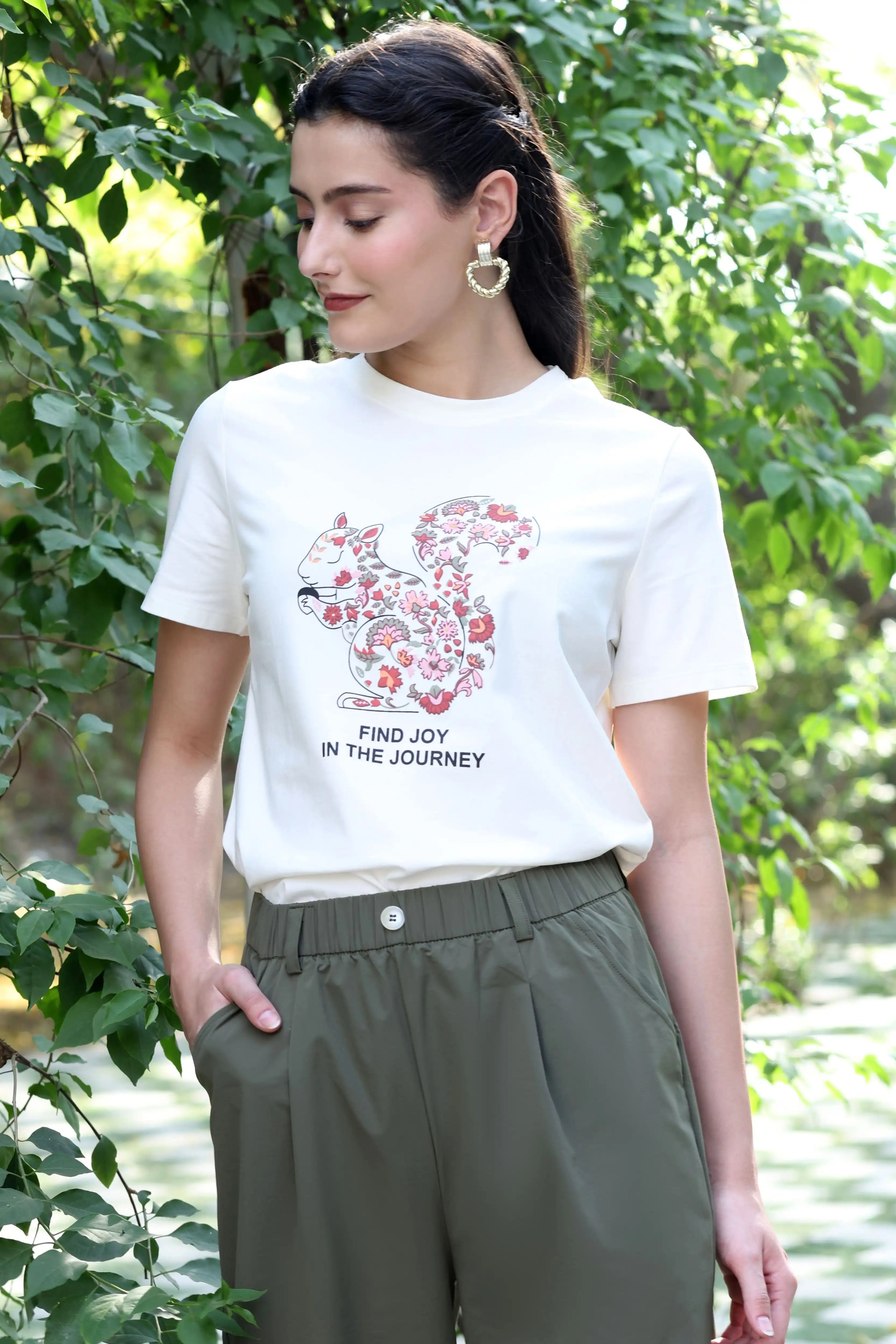 White Graphic Cotton Top