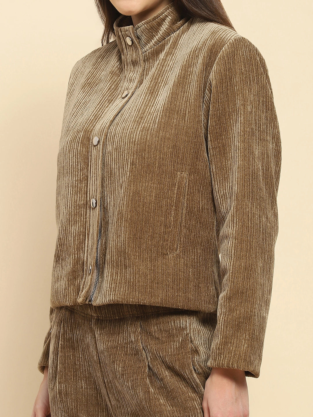 Olive Poly Blend Short Winter Jacket