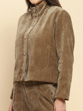 Olive Poly Blend Short Winter Jacket
