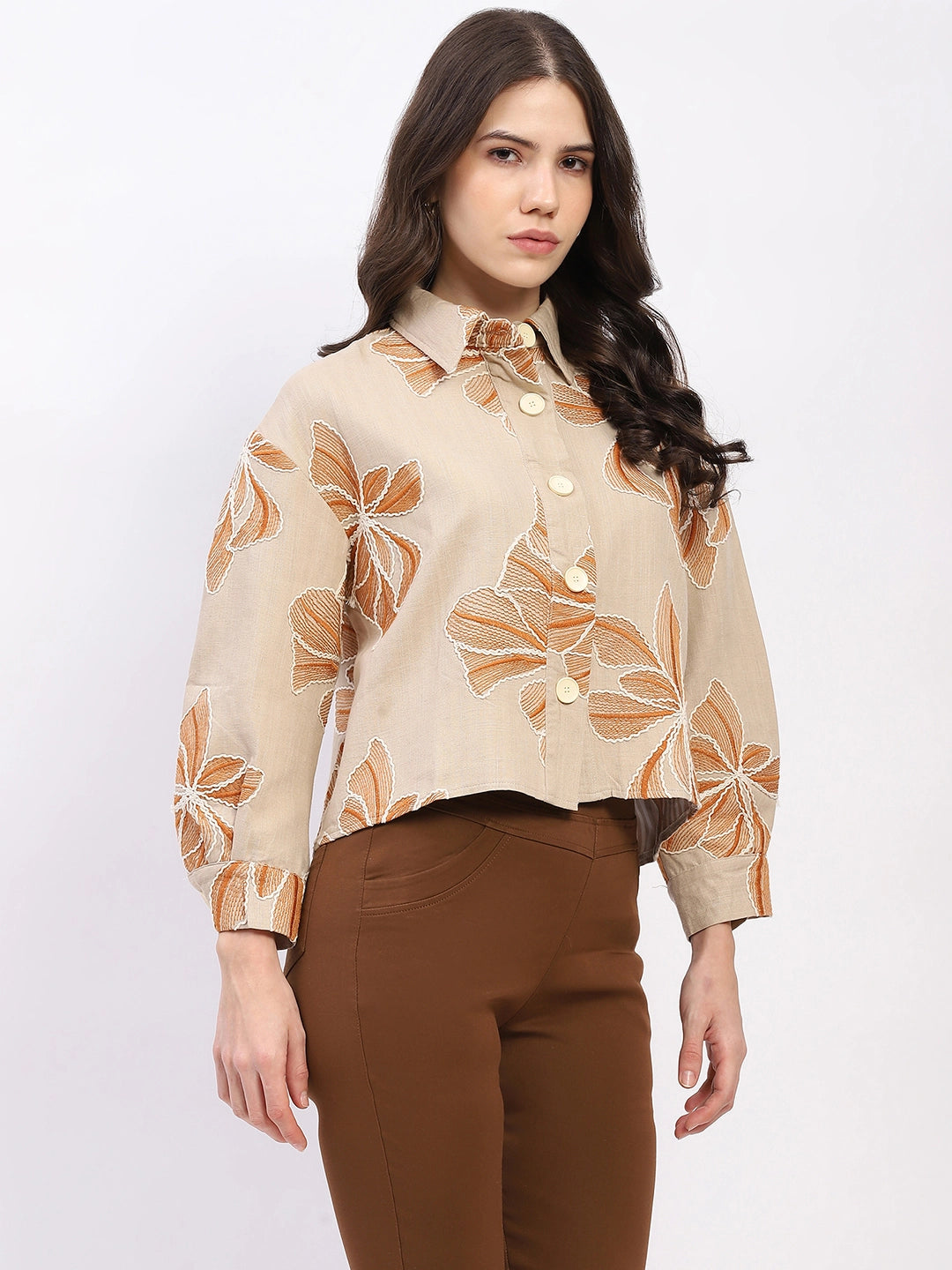 Oversized Floral Embroidered Shacket - Global Republic