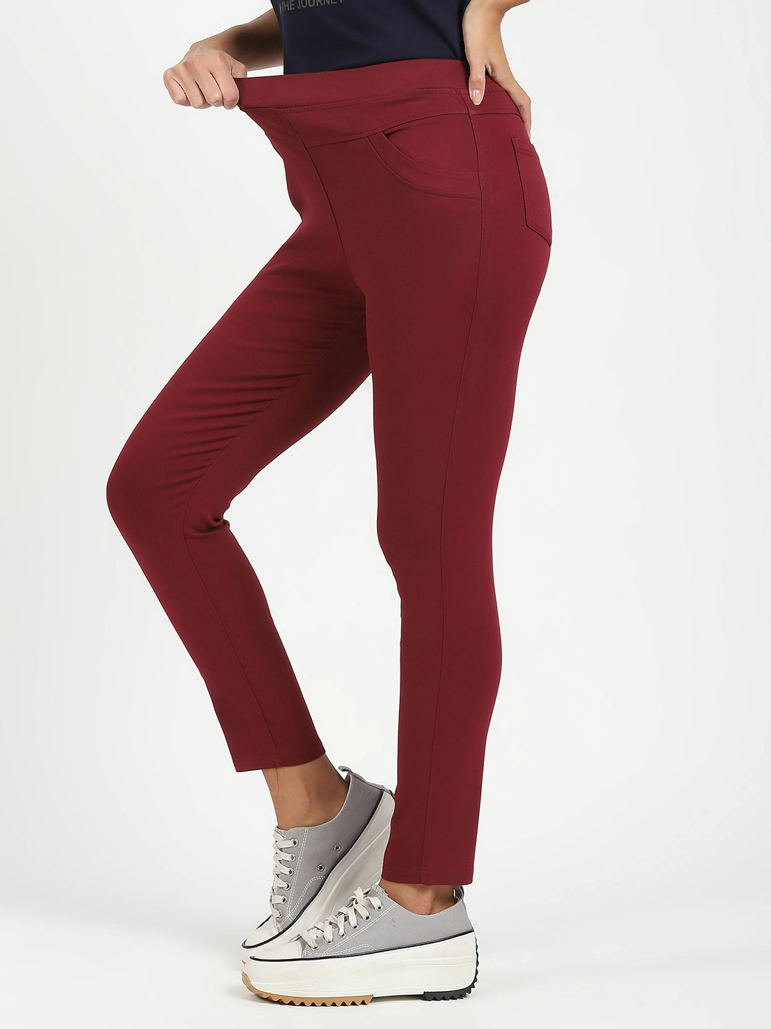 Maroon Ultra Stretchable Jegging - Global Republic