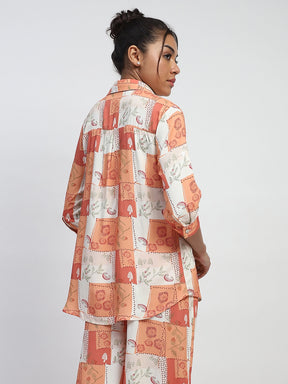 Brown Rayon Digital Print Nightsuit