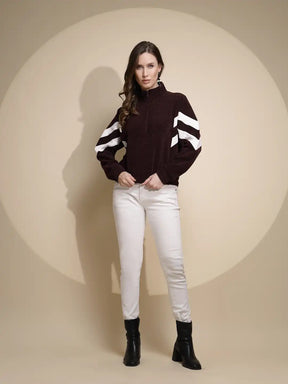 Wine Batwing Polyester Sweatshirt