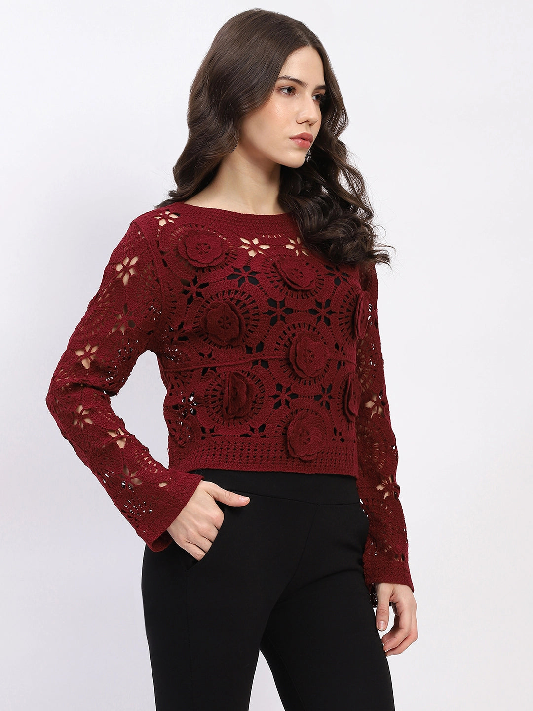 Floral Crochet Woven Top - Global Republic