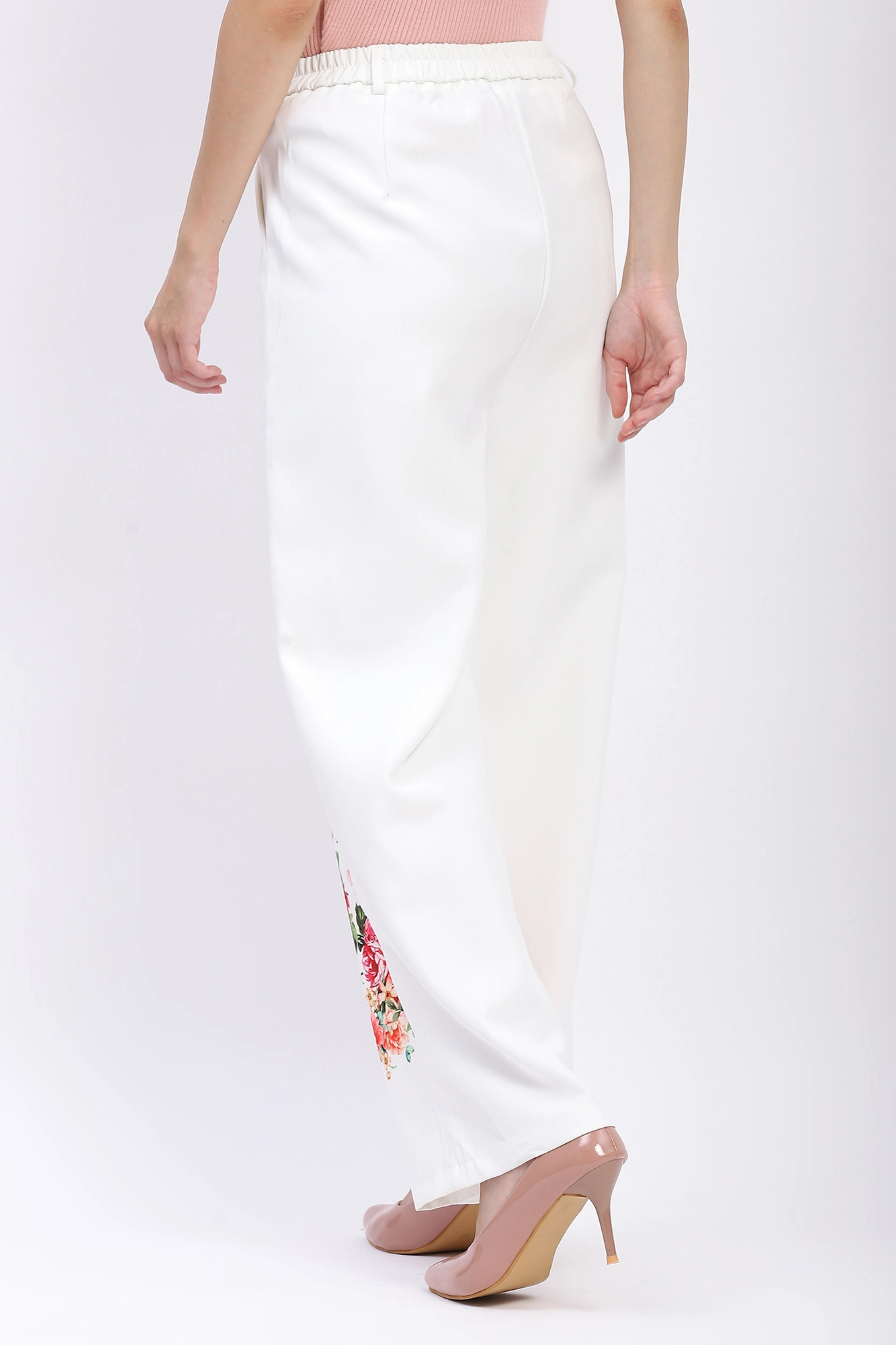 Elegant Floral Straight-Fit Trousers