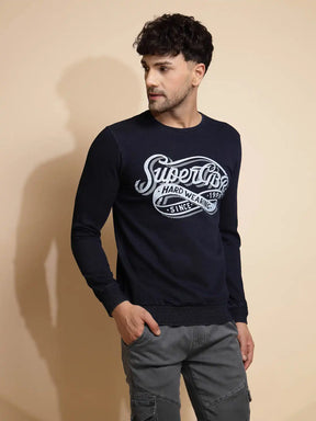 Blue Solid Full Sleeve Hosiery Sweatshirt
