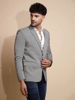 Black Solid Full Sleeve Collared Neck Tweed Coat