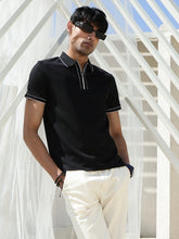 Black Solid Nylon Blend T-Shirt