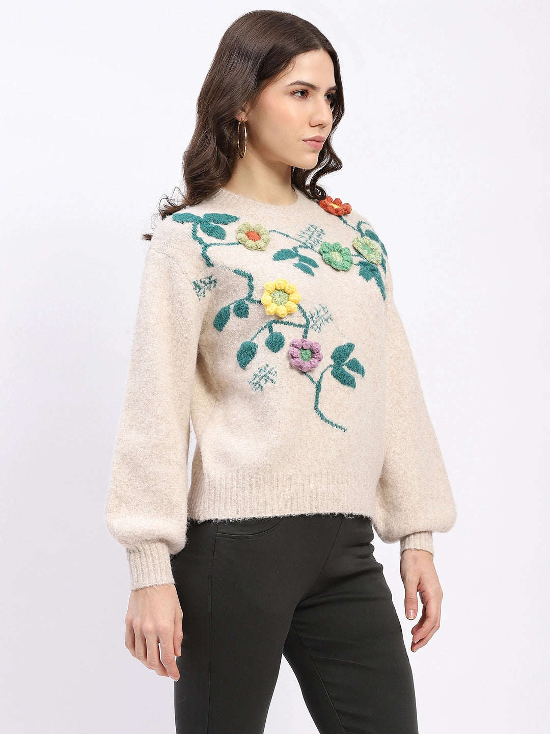 Floral 3D Embellished Pullover - Global Republic