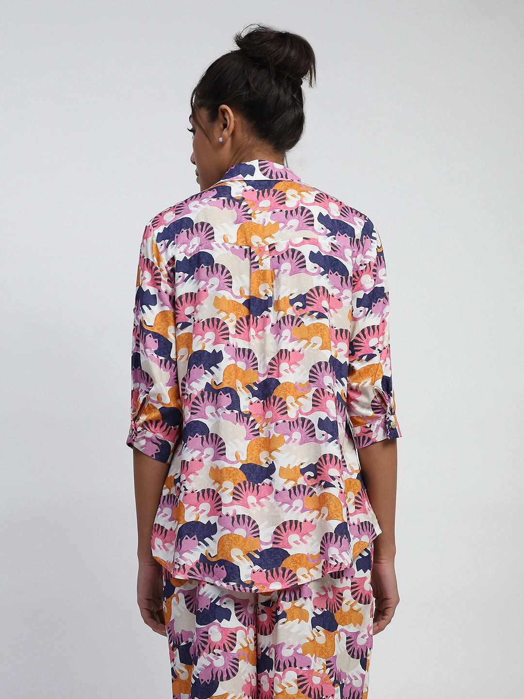 Multicolor Printed Rayon Nightsuit
