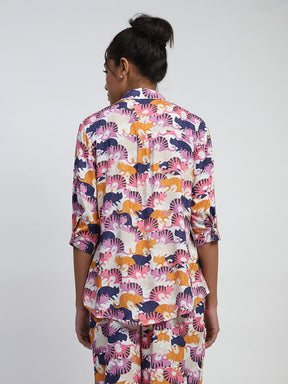 Multicolor Printed Rayon Nightsuit
