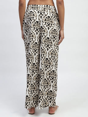 Black Rayon Abstract Print Nightsuit