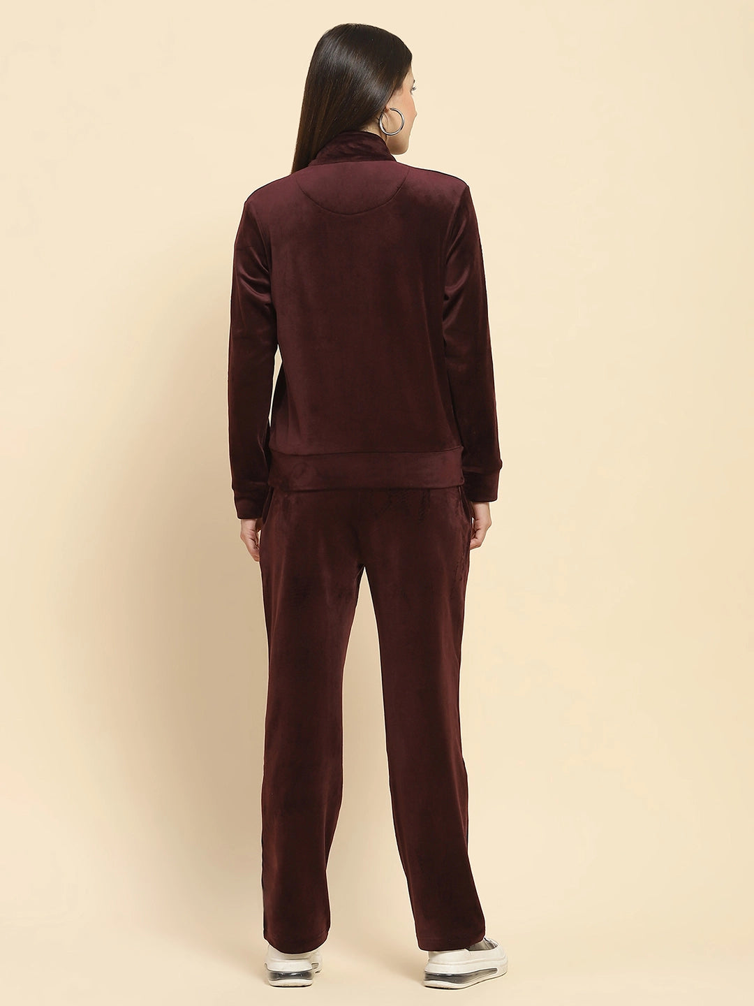 Burgundy Velvet Relaxed Winter Nightsuit - Global Republic