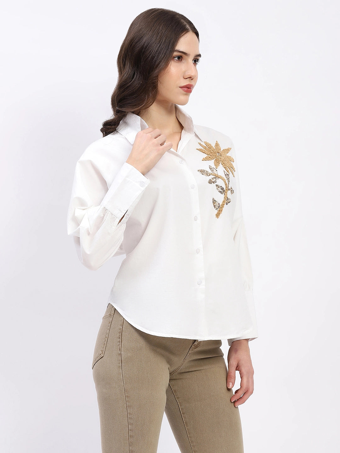 Embellished Cotton Shirt Top