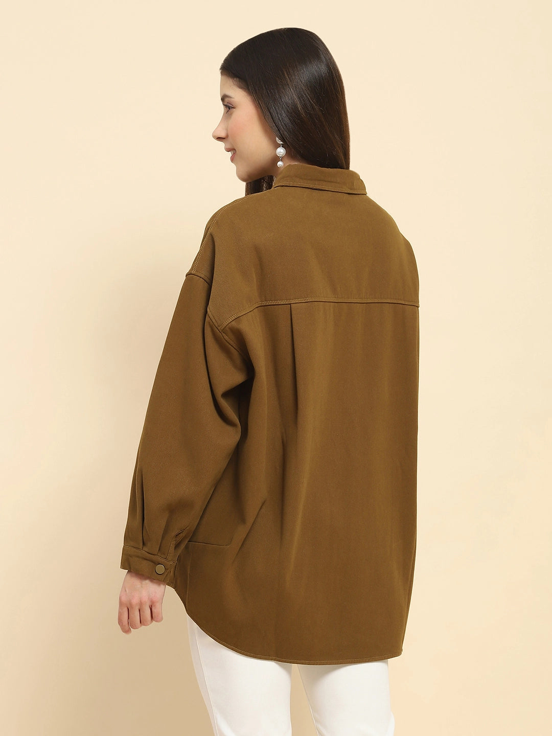Brown Oversized Fleece Winter Shacket