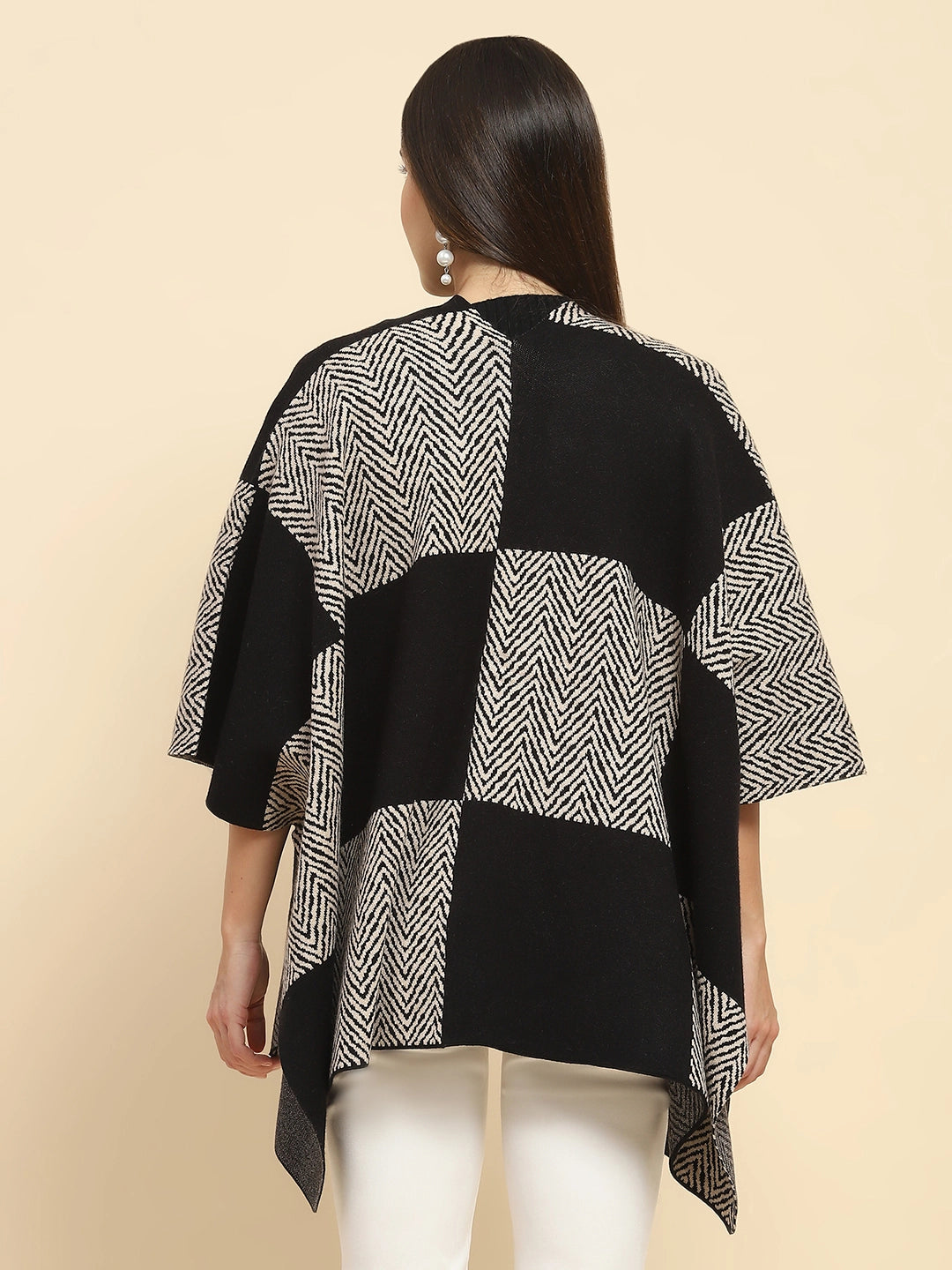 Monochrome Wool Blend Winter Shrug - Global Republic