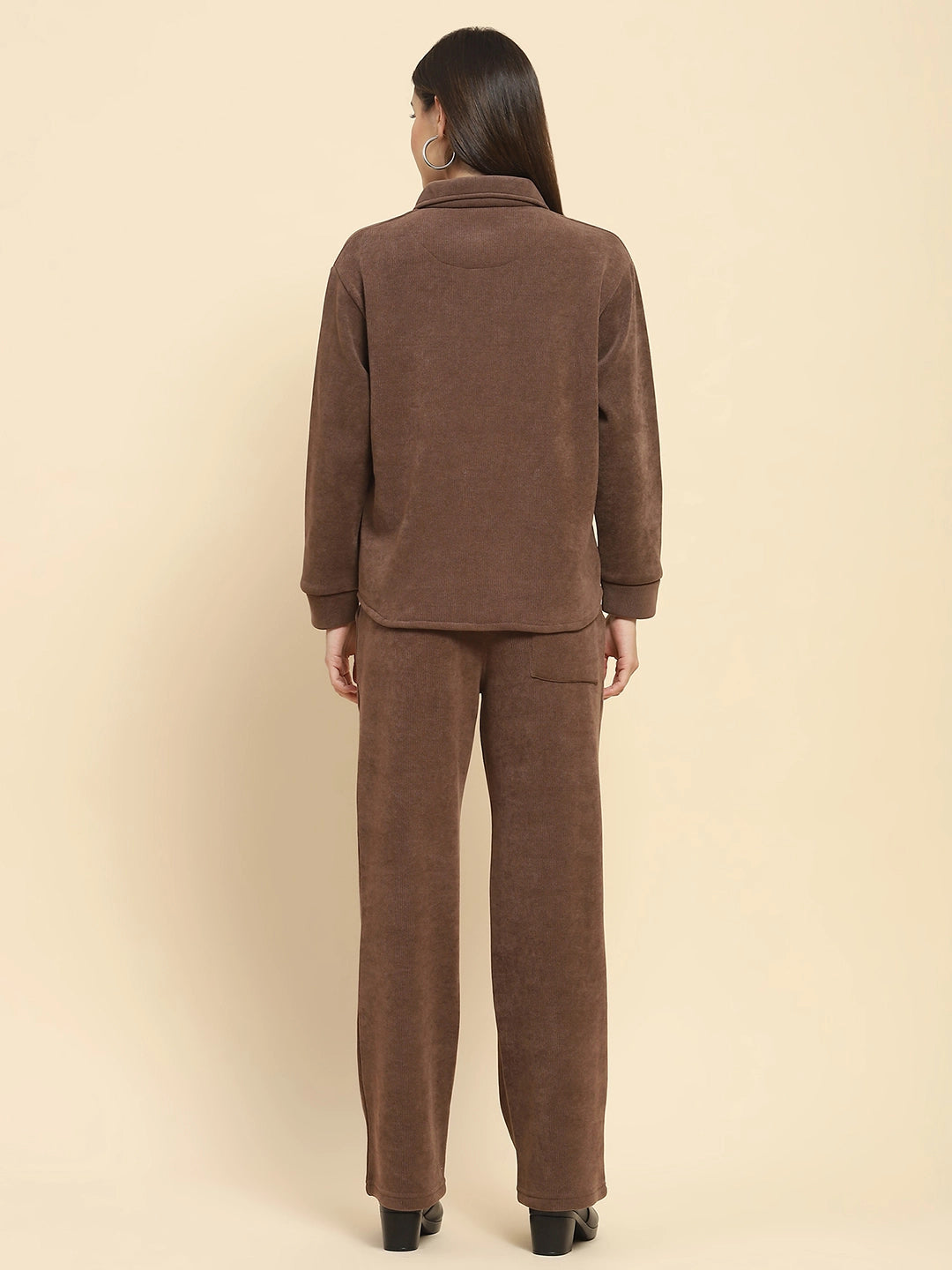 Brown Poly Blend Co-Ord Set