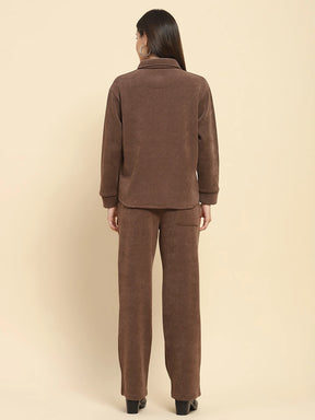 Brown Poly Blend Co-Ord Set